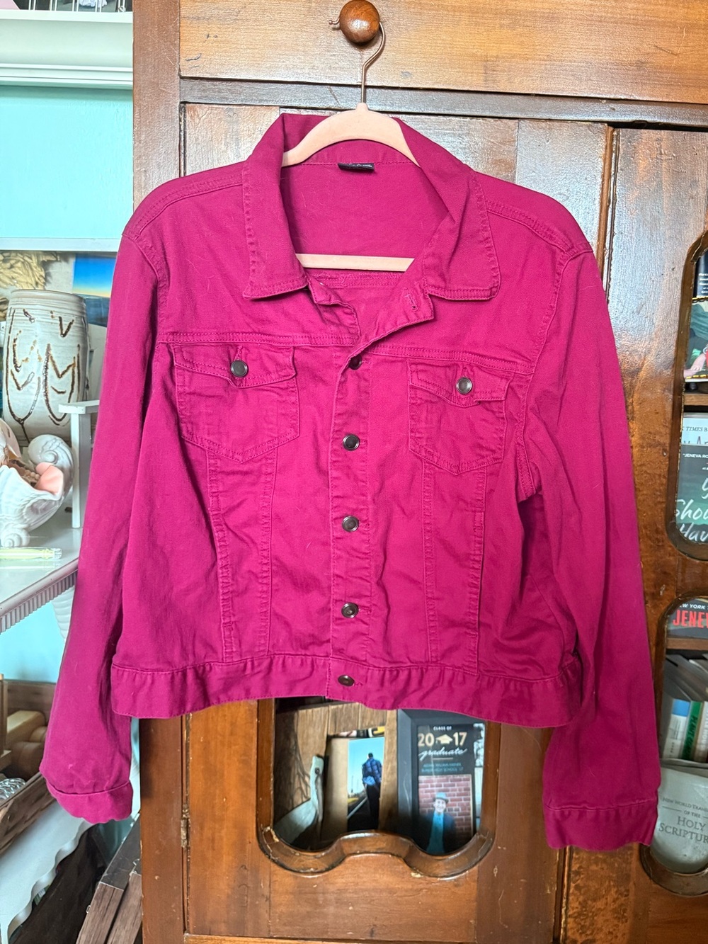 Faded Glory Vintage Denim Women’s Jacket XXL (20) Blackberry Stain Cotton Jacket
